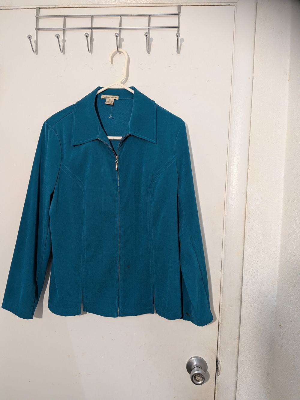 Notations Teal Zip-Front Jacket